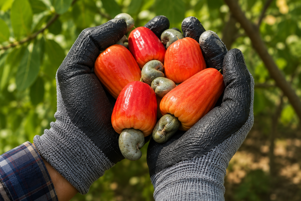 Harvesting cashew outdoors